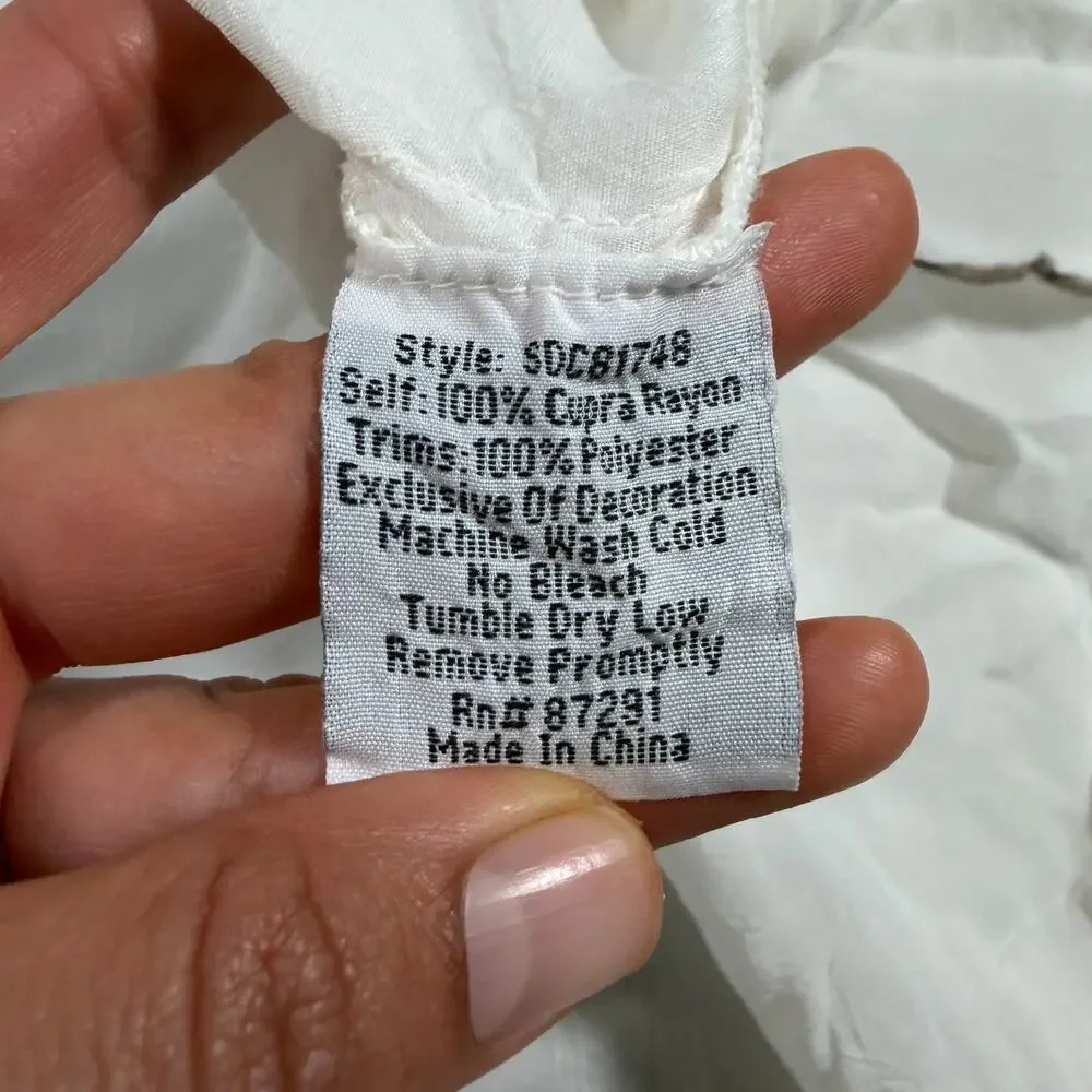 Johnny Was Tunic Blouse Womens Large White Lace Embroidered Sheer Boho Top - Picture 13 of 16